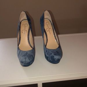 Jessica Simpson denim tie-dye 4 inch heels
